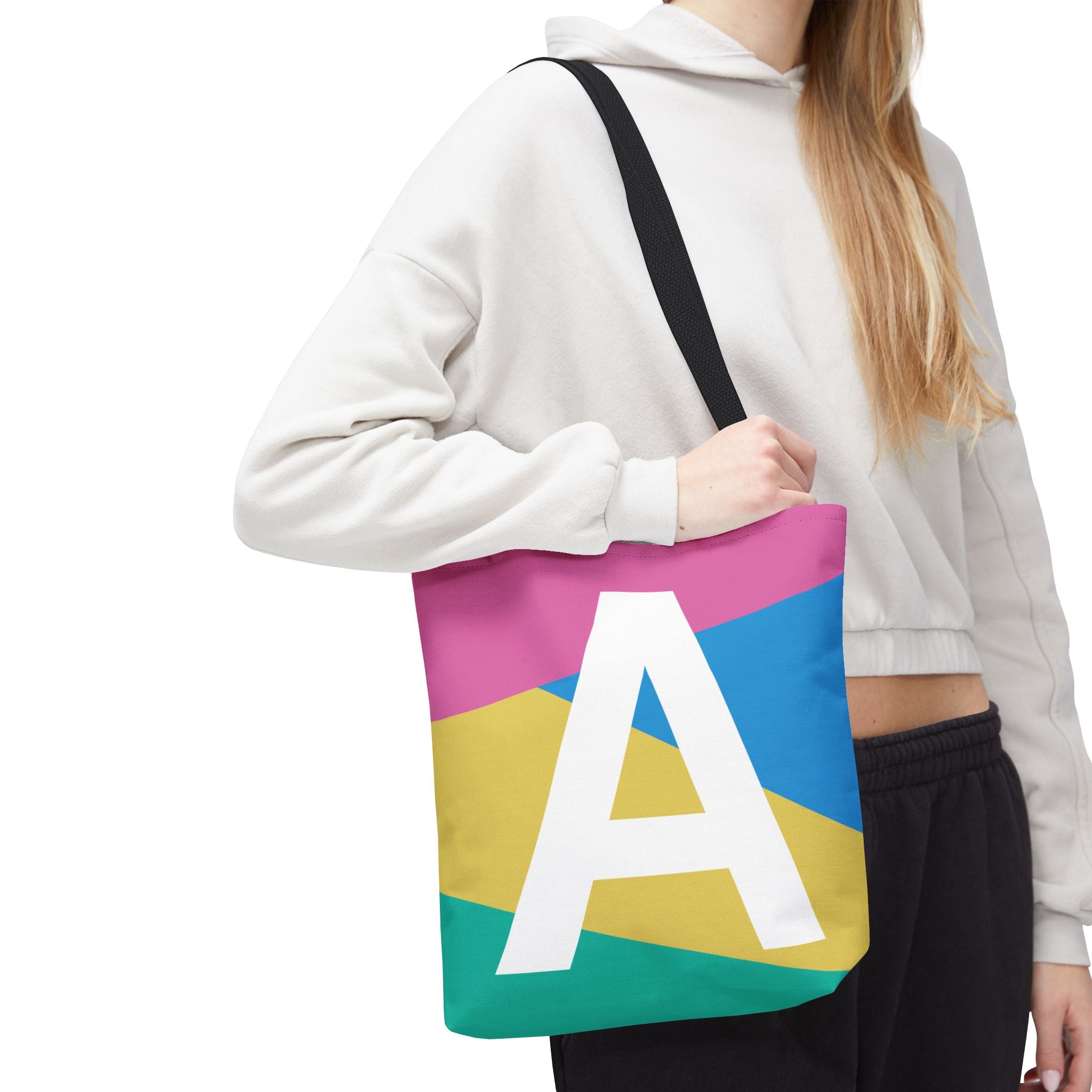 Monogram 'A' Colorblock Tote Bag — Personalized Initial A Shoulder Tote