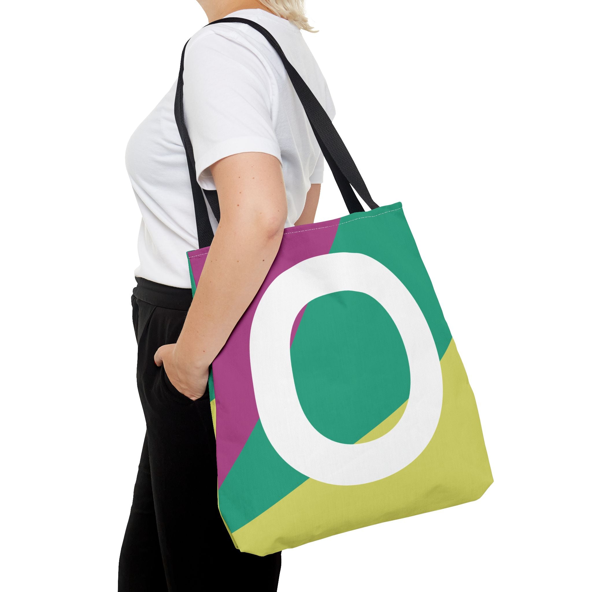 Monogram 'O' Colorblock Tote Bag — Personalized Initial O Shoulder Tote