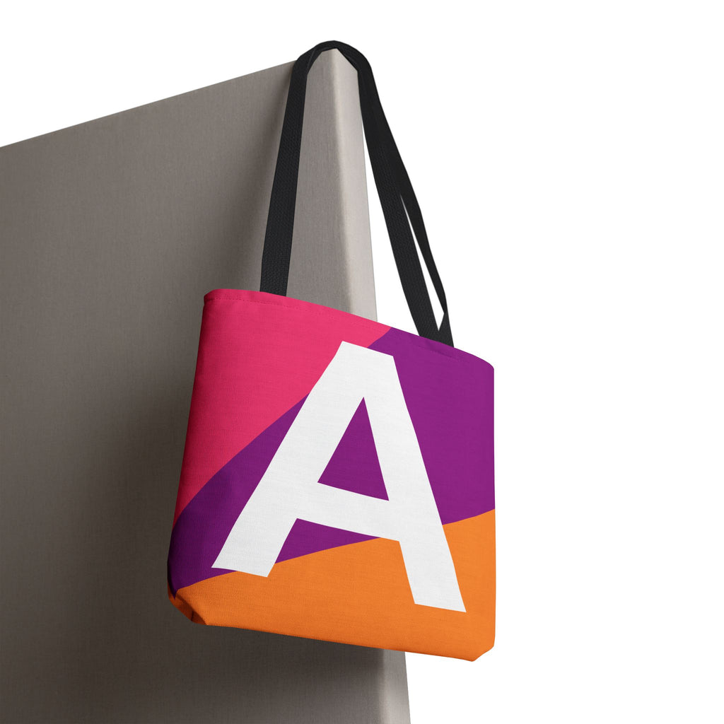Monogram 'A' Colorblock Tote Bag — Personalized Initial A Shoulder Tote