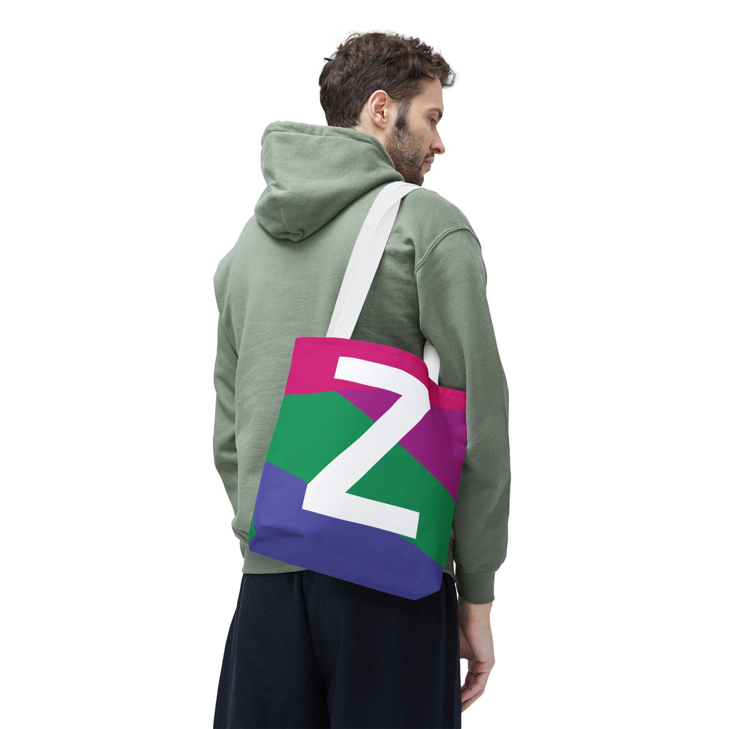 Monogram 'Z' Colorblock Tote Bag — Personalized Initial Z Shoulder Tote