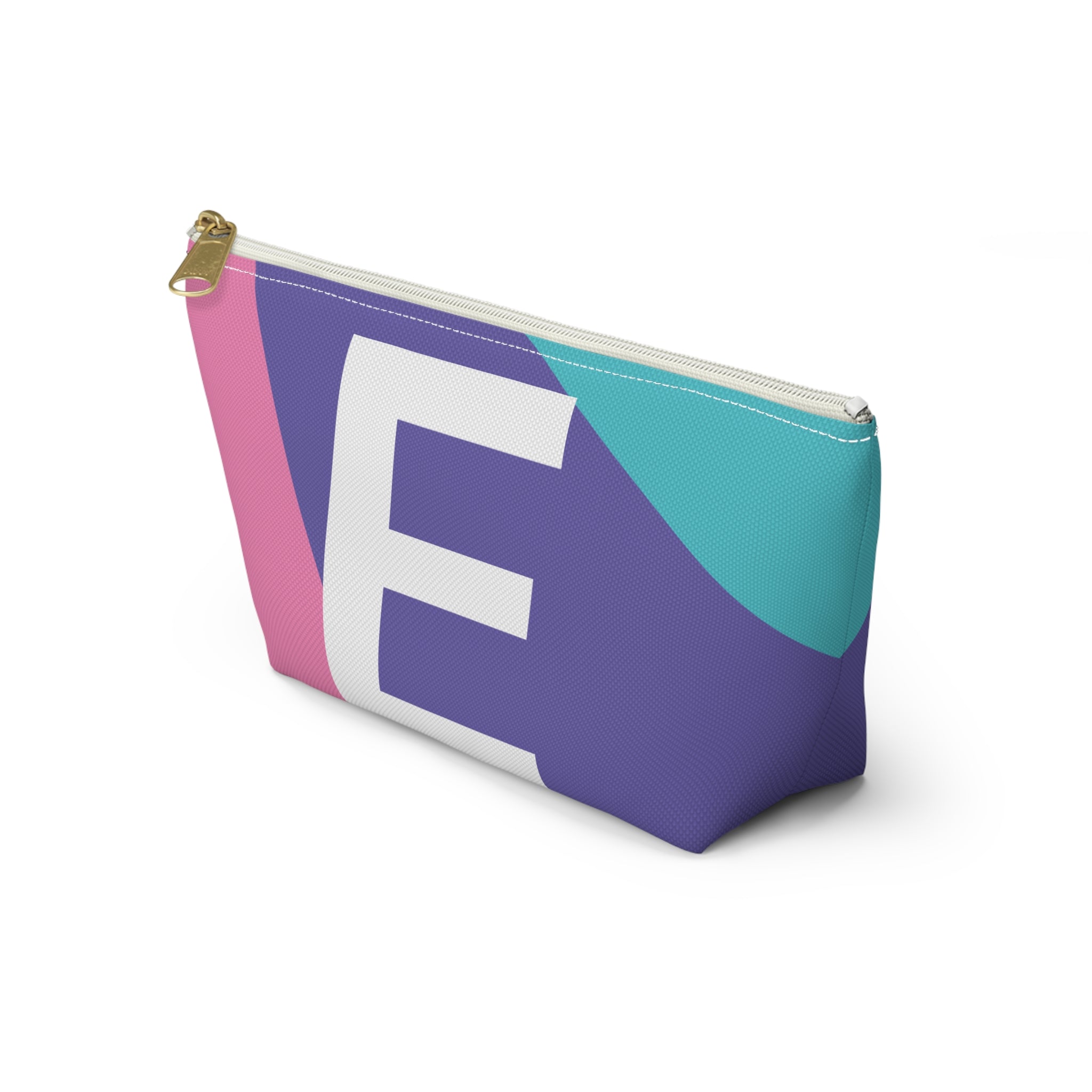 Initials Colorblock Accessory Pouch — Monogram E T-Bottom Cosmetic Bag