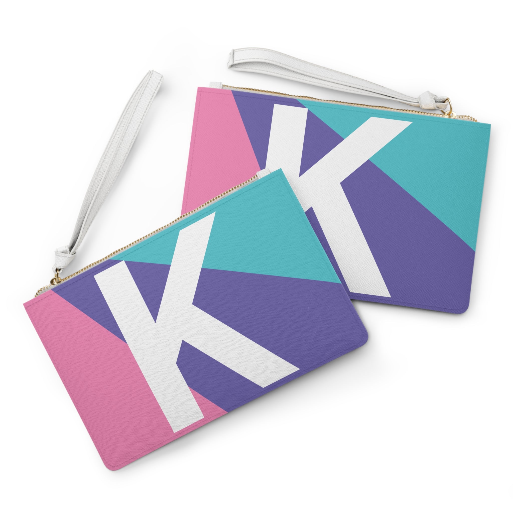 Monogram 'K' Colorblock Clutch Bag — Bold Geometric Wristlet for Everyday & Gifts