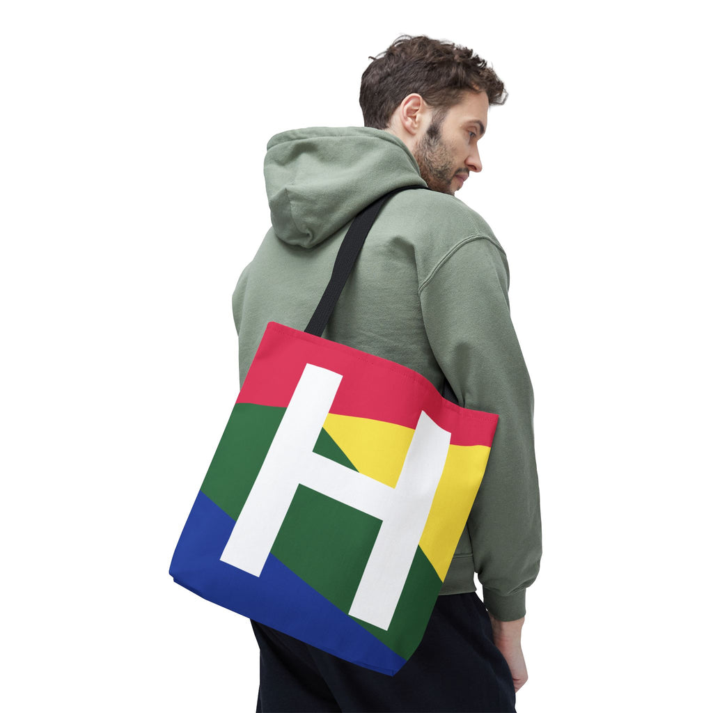 Monogram 'H' Colorblock Tote Bag — Personalized Initial H Shoulder Tote