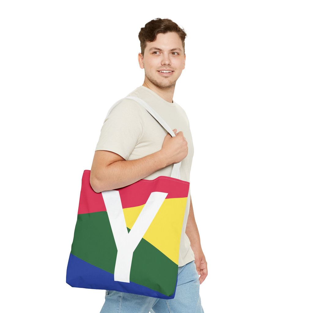 Monogram 'Y' Colorblock Tote Bag — Personalized Initial Y Shoulder Tote