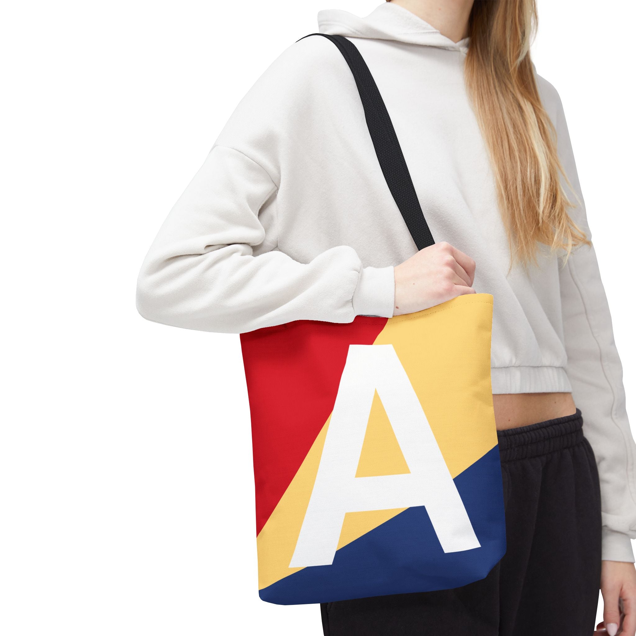 Monogram 'A' Colorblock Tote Bag — Personalized Initial A Shoulder Tote