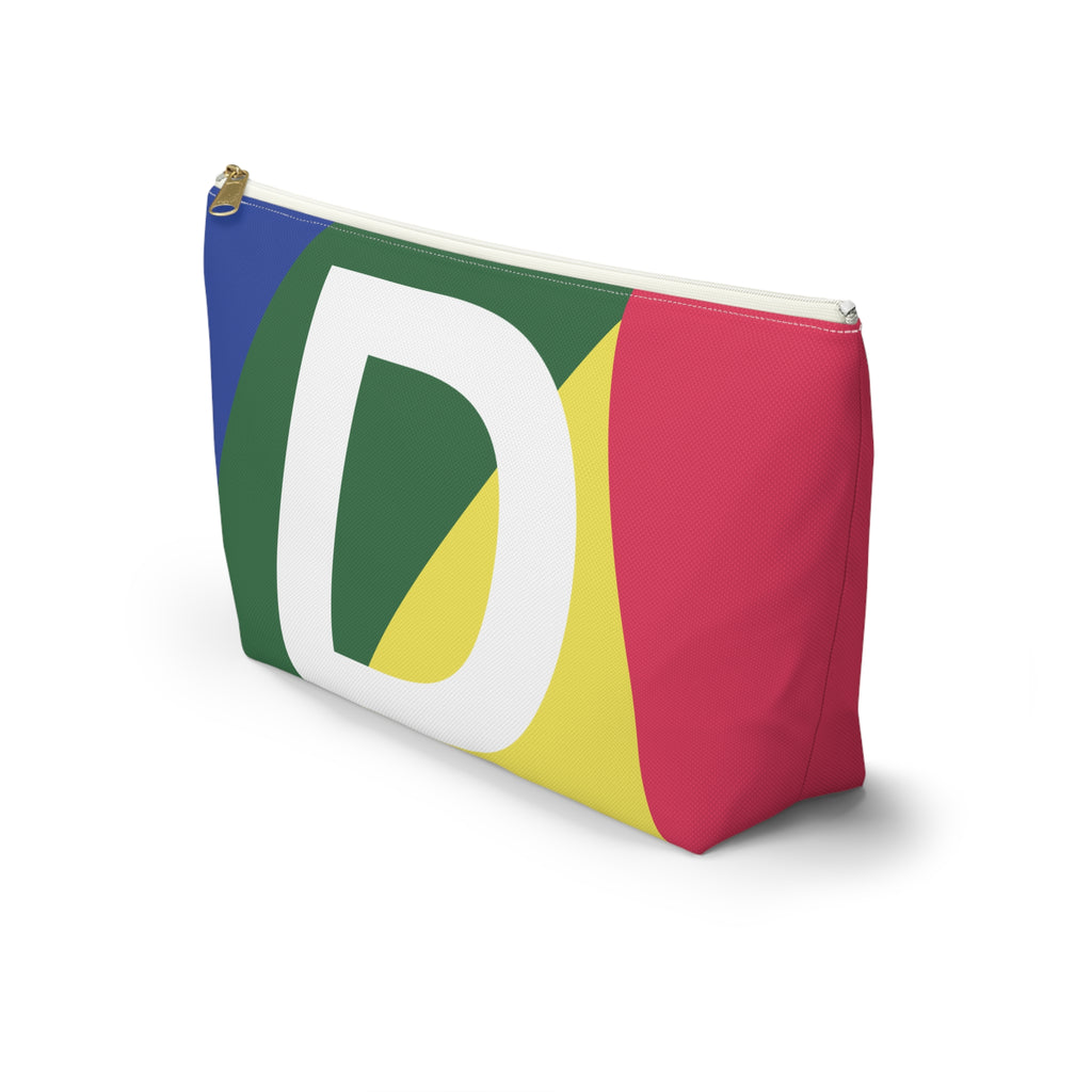Initials Colorblock Accessory Pouch — Monogram D T-Bottom Cosmetic Bag
