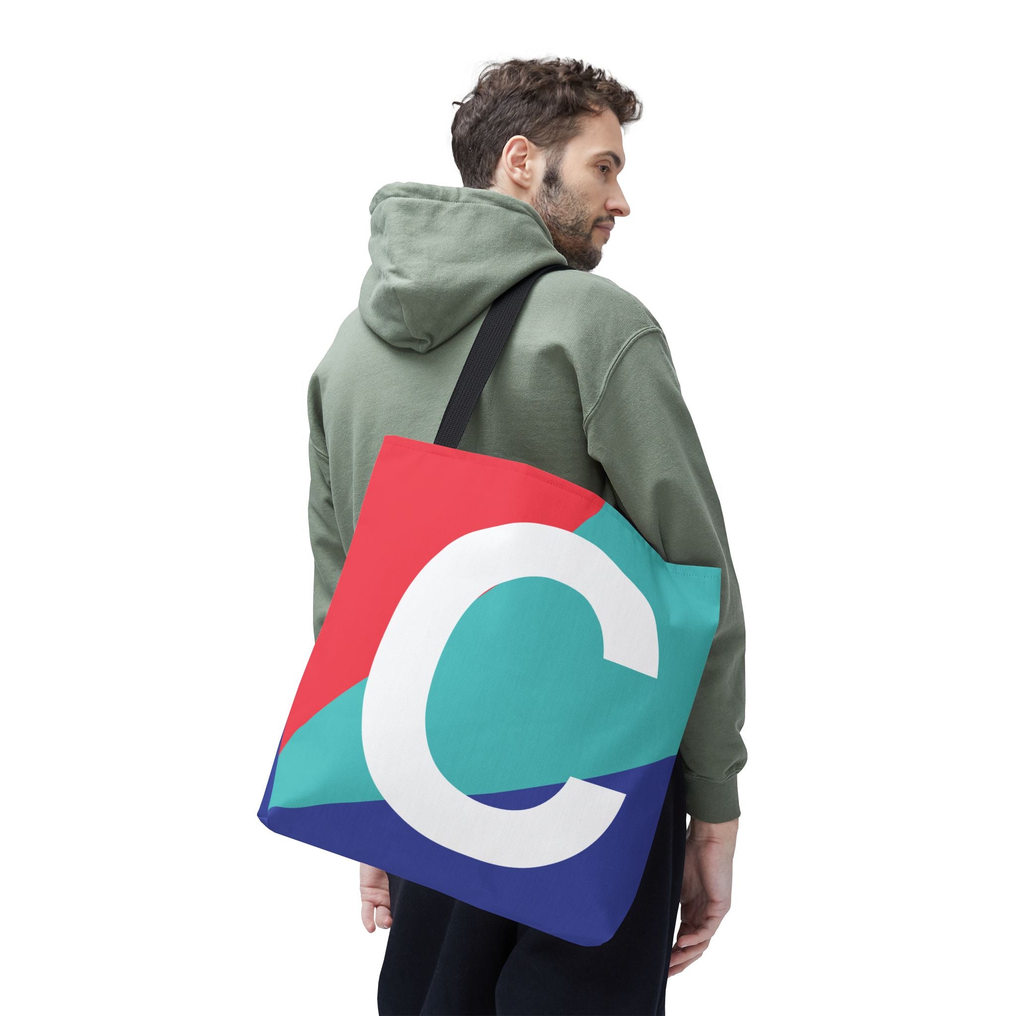 Monogram 'C' Colorblock Tote Bag — Personalized Initial C Shoulder Tote