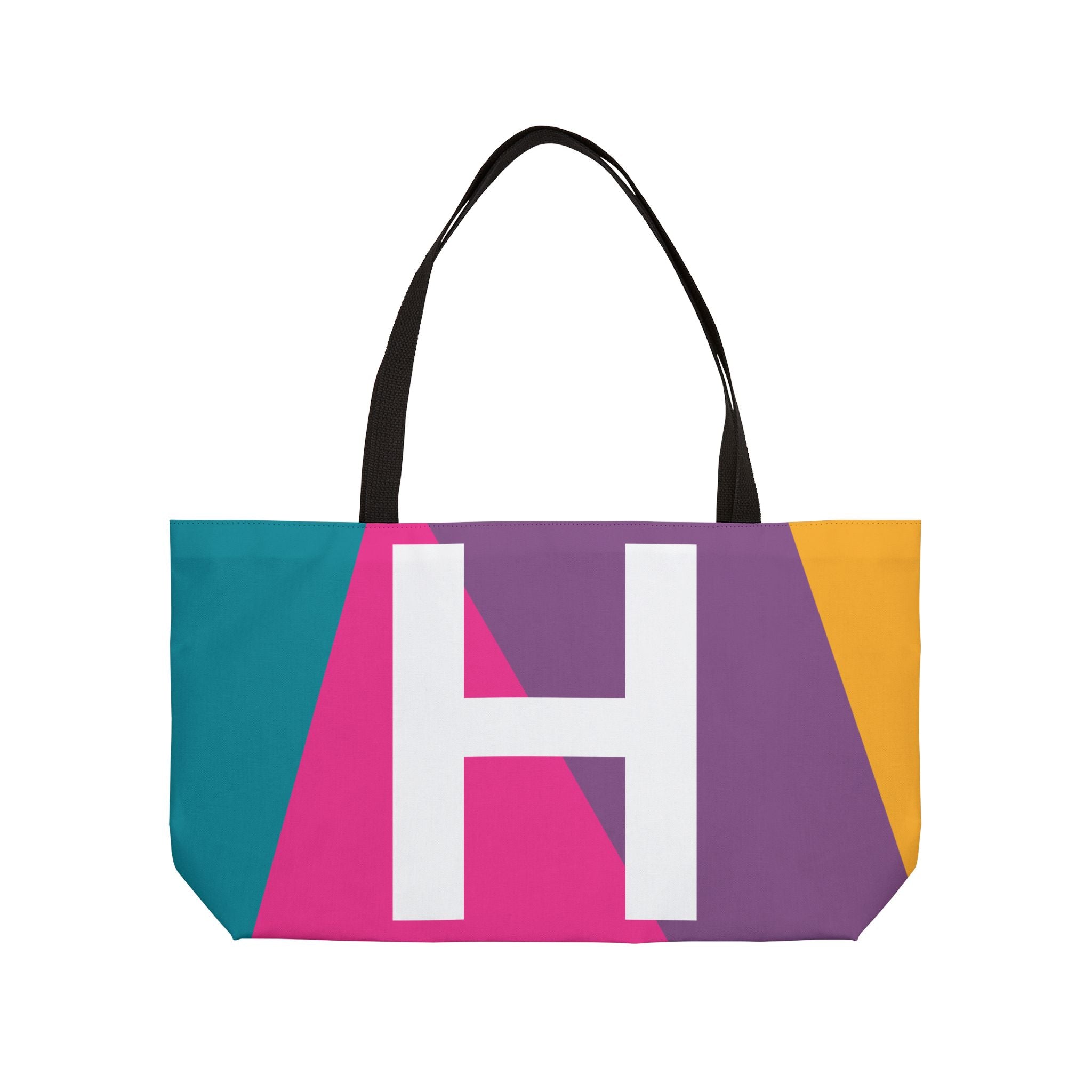 Personalized 'H' Colorblock Tote Bag — Monogram Weekender Tote