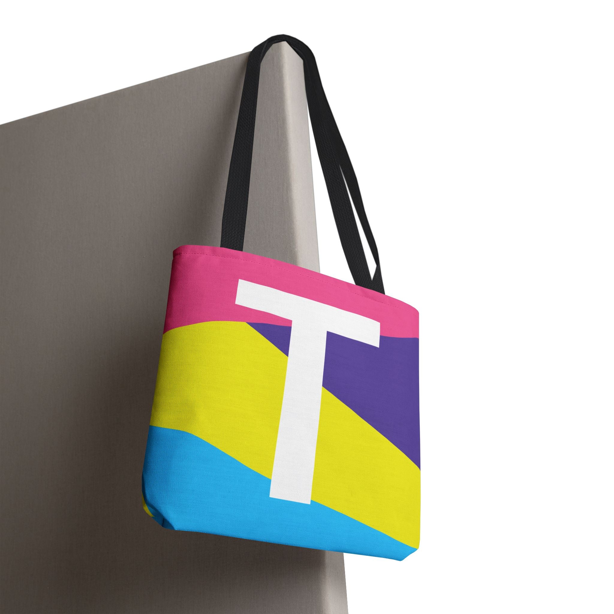 Monogram 'T' Colorblock Tote Bag — Personalized Initial T Shoulder Tote