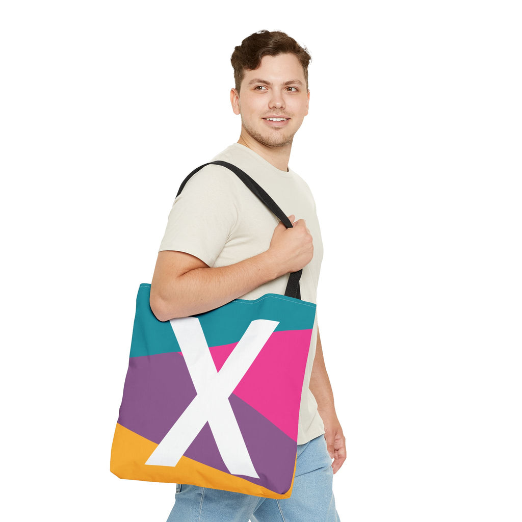 Monogram 'X' Colorblock Tote Bag — Personalized Initial X Shoulder Tote