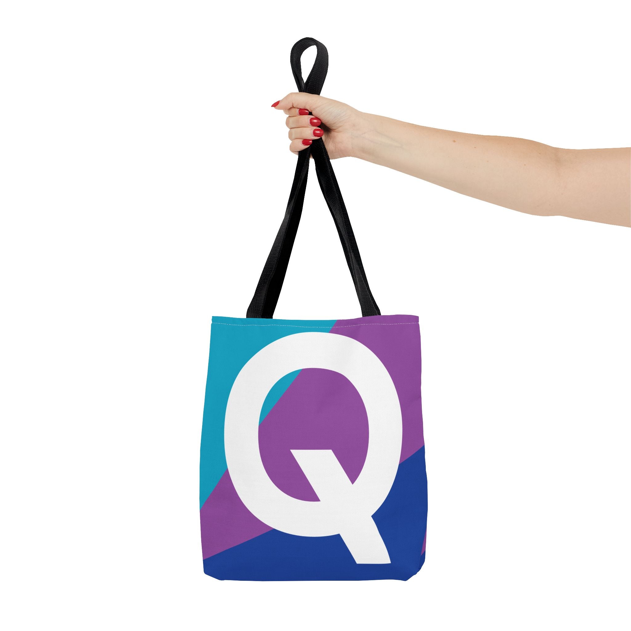 Monogram 'Q' Colorblock Tote Bag — Personalized Initial Q Shoulder Tote