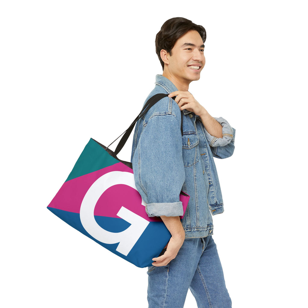 Personalized 'G' Colorblock Tote Bag — Monogram Weekender Tote