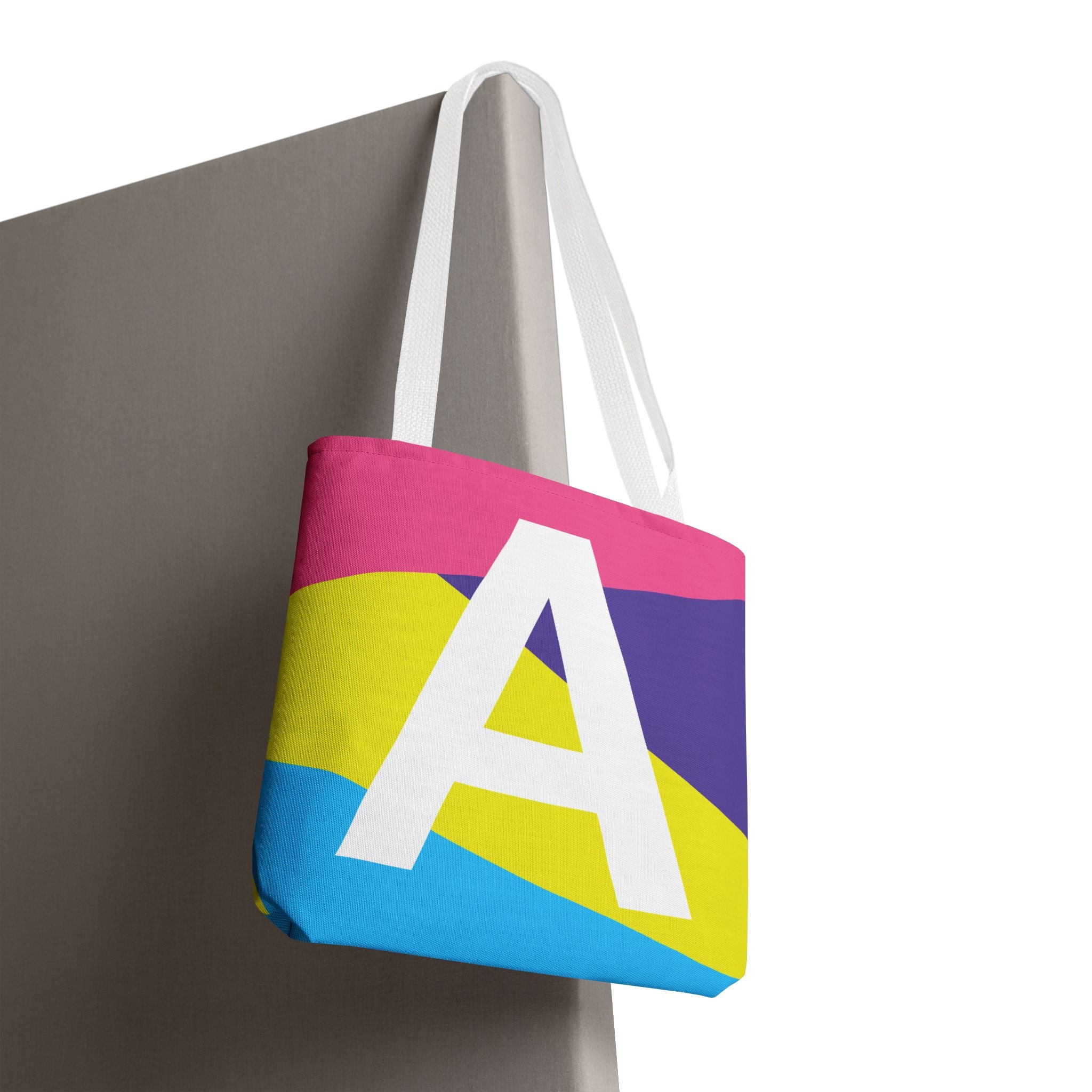 Monogram 'A' Colorblock Tote Bag — Personalized Initial A Shoulder Tote