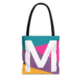 Monogram 'M' Colorblock Tote Bag — Personalized Initial M Shoulder Tote