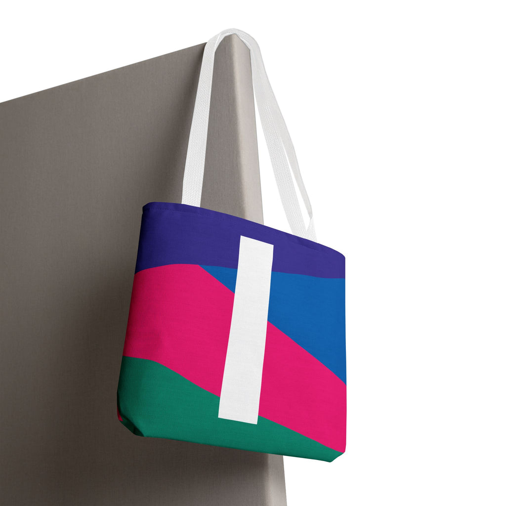 Monogram 'I' Colorblock Tote Bag — Personalized Initial I Shoulder Tote