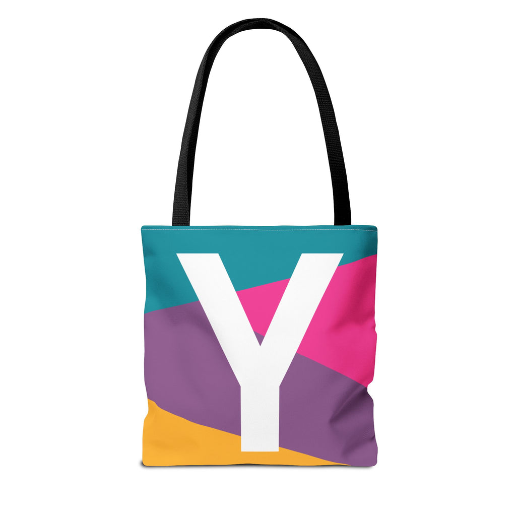 Monogram 'Y' Colorblock Tote Bag — Personalized Initial Y Shoulder Tote
