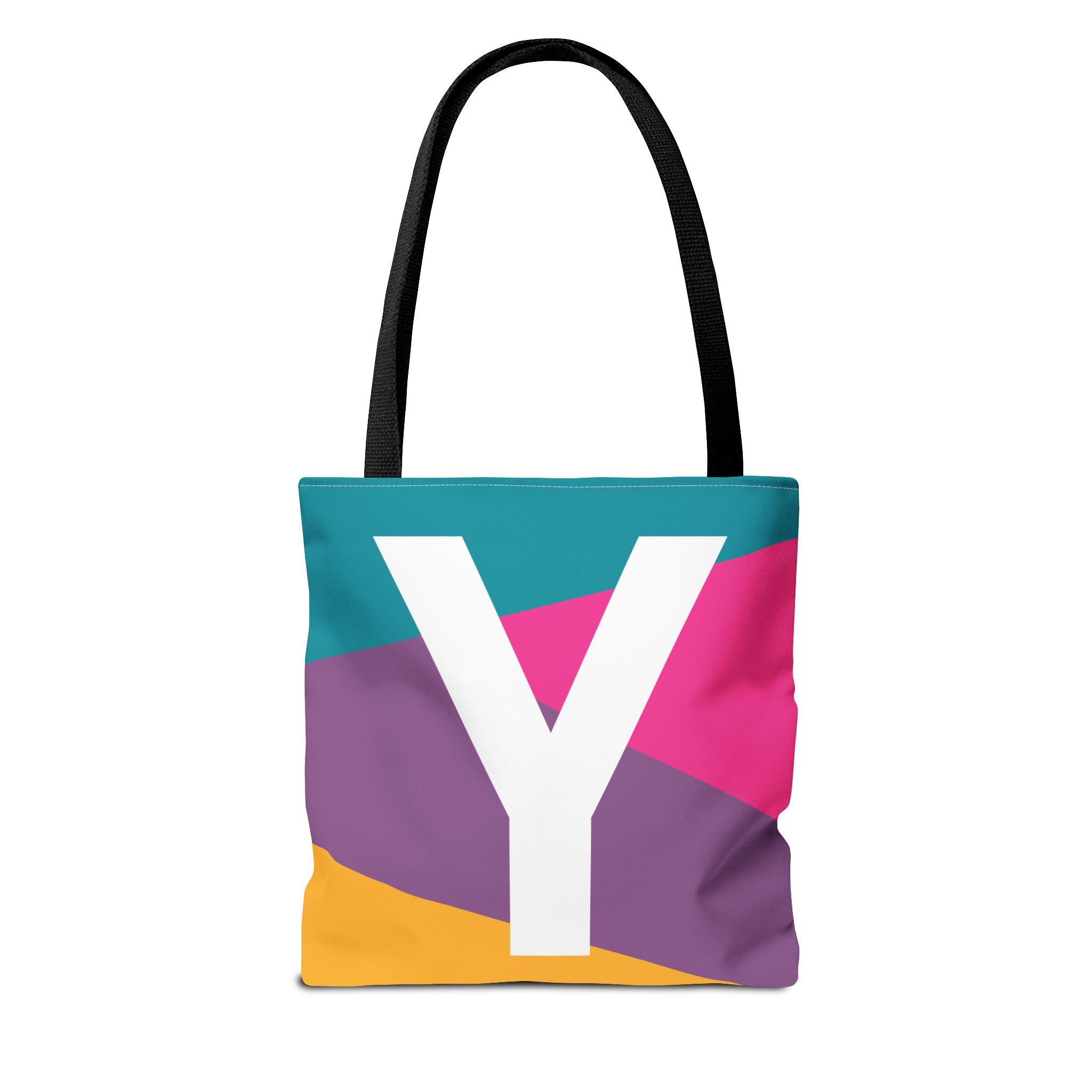 Monogram 'Y' Colorblock Tote Bag — Personalized Initial Y Shoulder Tote