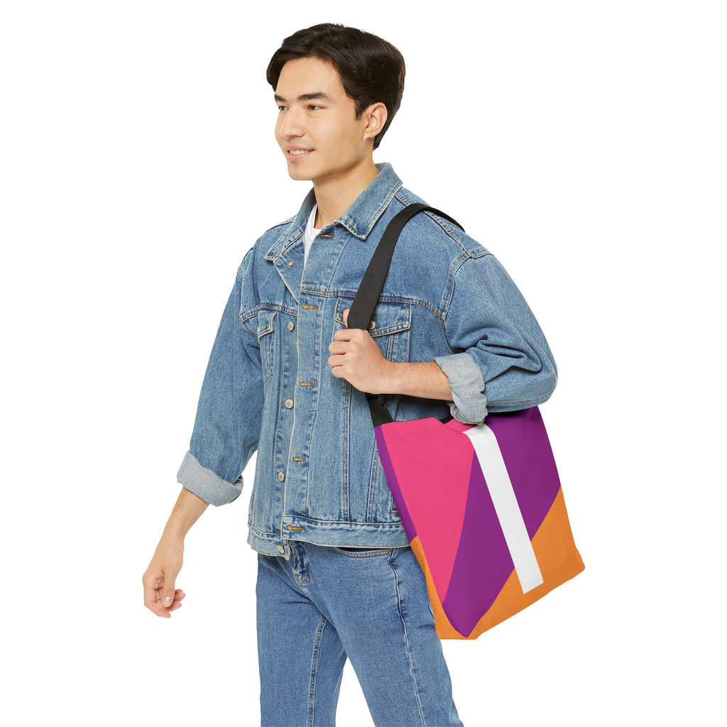 Initial Letter 'I' Colorblock Adjustable Tote Bag — Monogram Alphabet Shoulder Bag