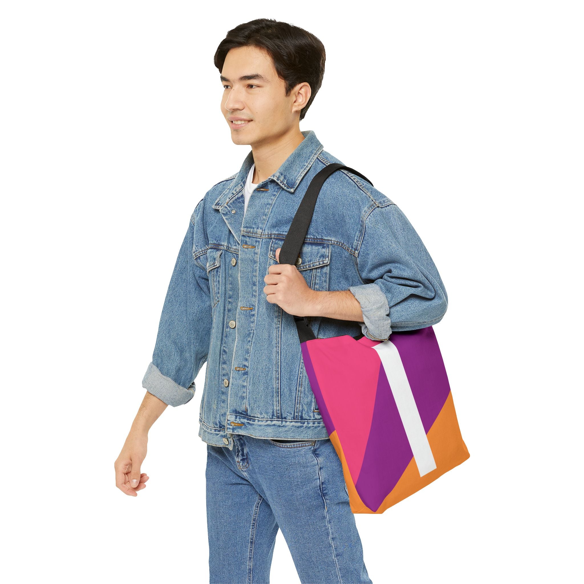Initial Letter 'I' Colorblock Adjustable Tote Bag — Monogram Alphabet Shoulder Bag