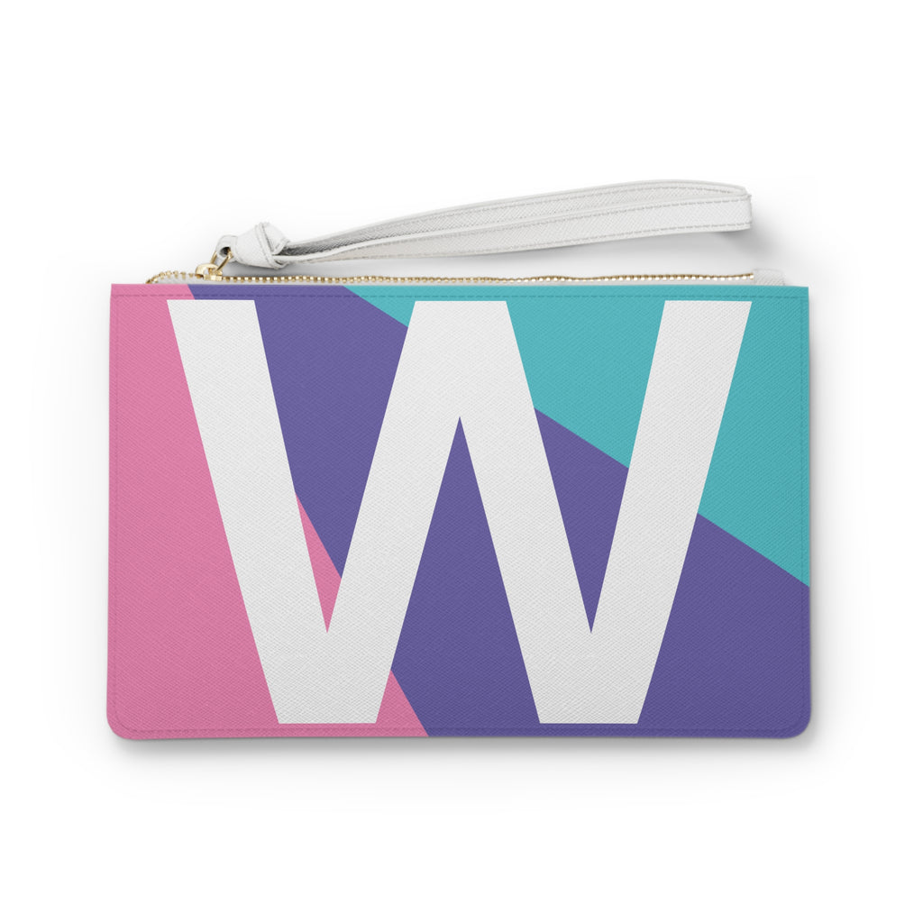Monogram 'W' Colorblock Clutch Bag — Bold Geometric Wristlet for Everyday & Gifts