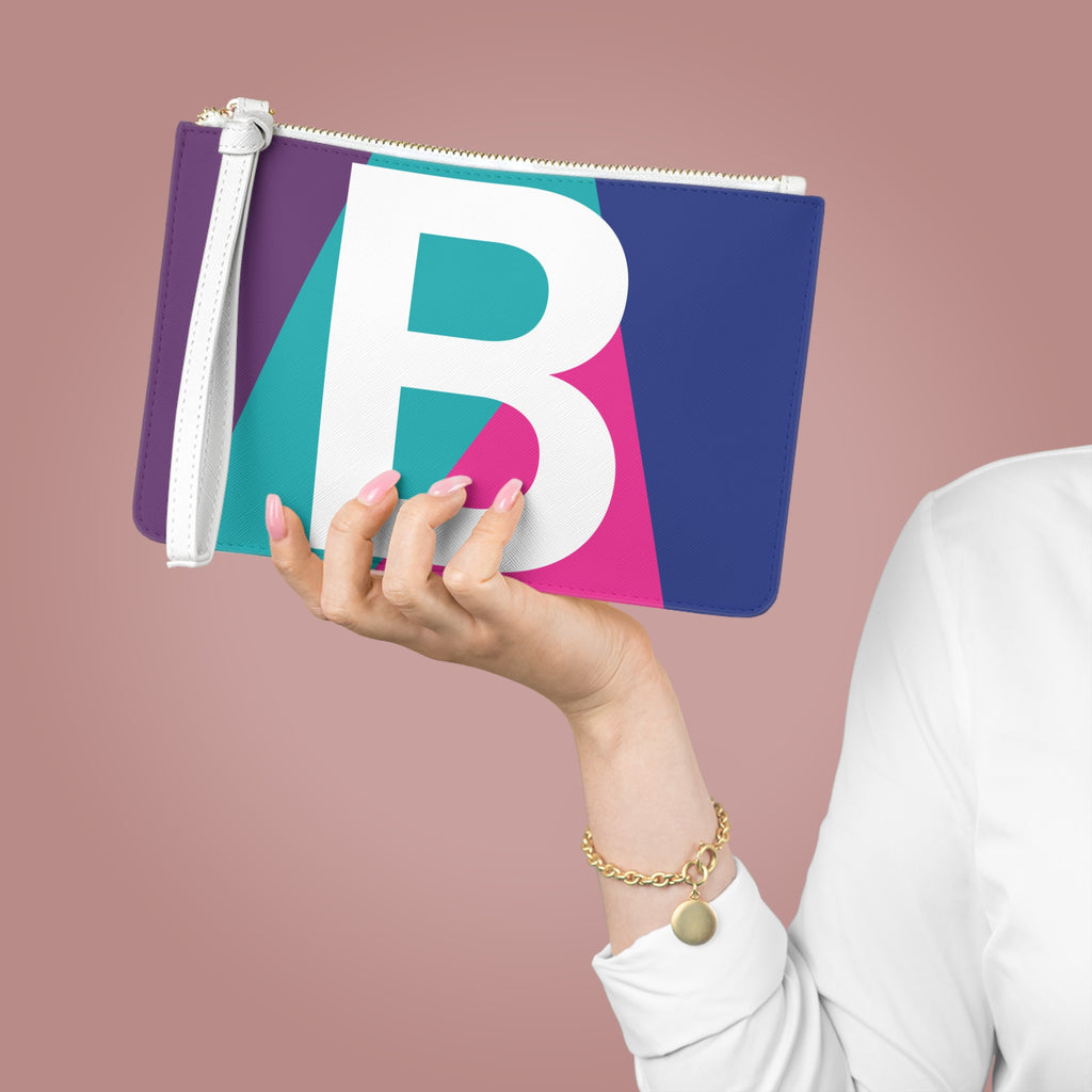 Monogram 'B' Colorblock Clutch Bag — Bold Geometric Wristlet for Everyday & Gifts