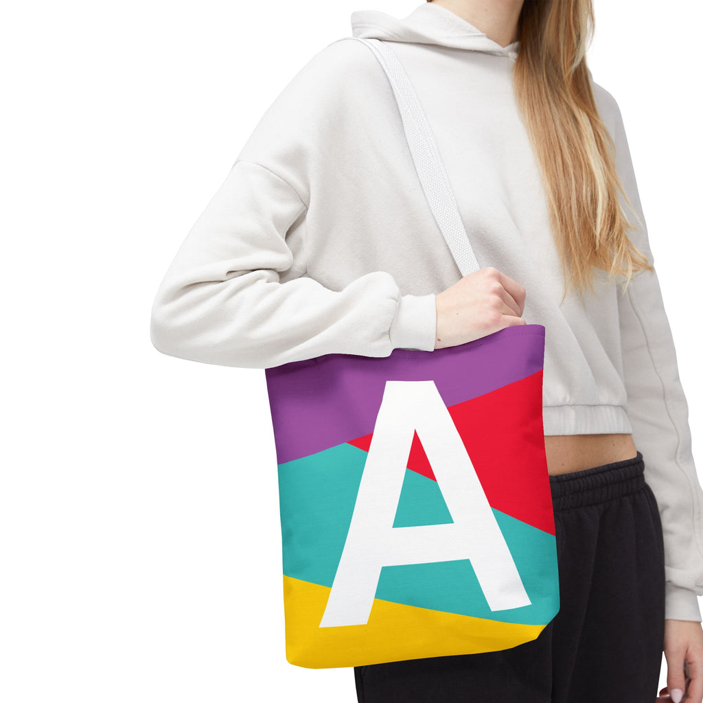 Monogram 'A' Colorblock Tote Bag — Personalized Initial A Shoulder Tote