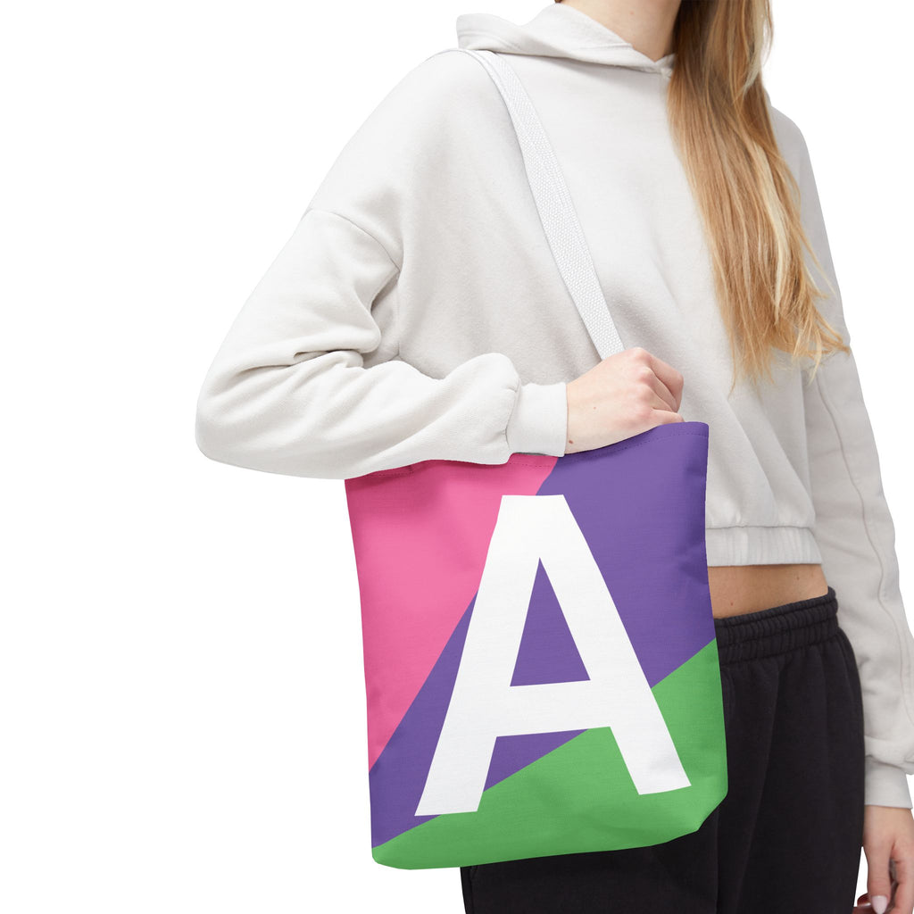 Monogram 'A' Colorblock Tote Bag — Personalized Initial A Shoulder Tote