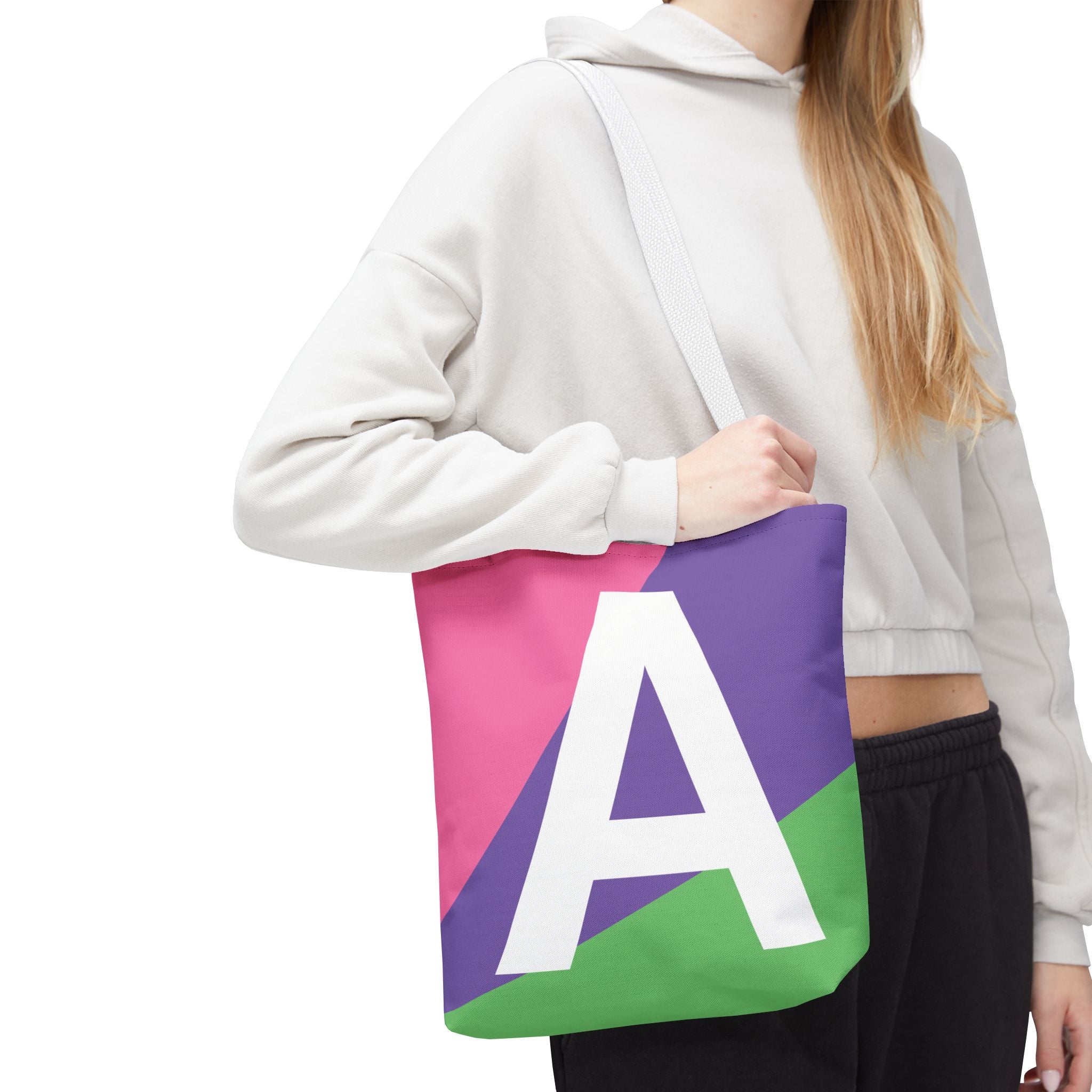 Monogram 'A' Colorblock Tote Bag — Personalized Initial A Shoulder Tote