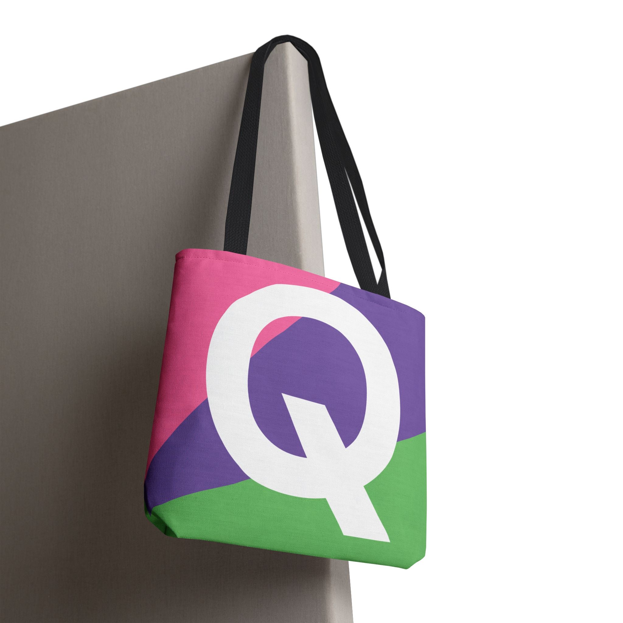 Monogram 'Q' Colorblock Tote Bag — Personalized Initial Q Shoulder Tote