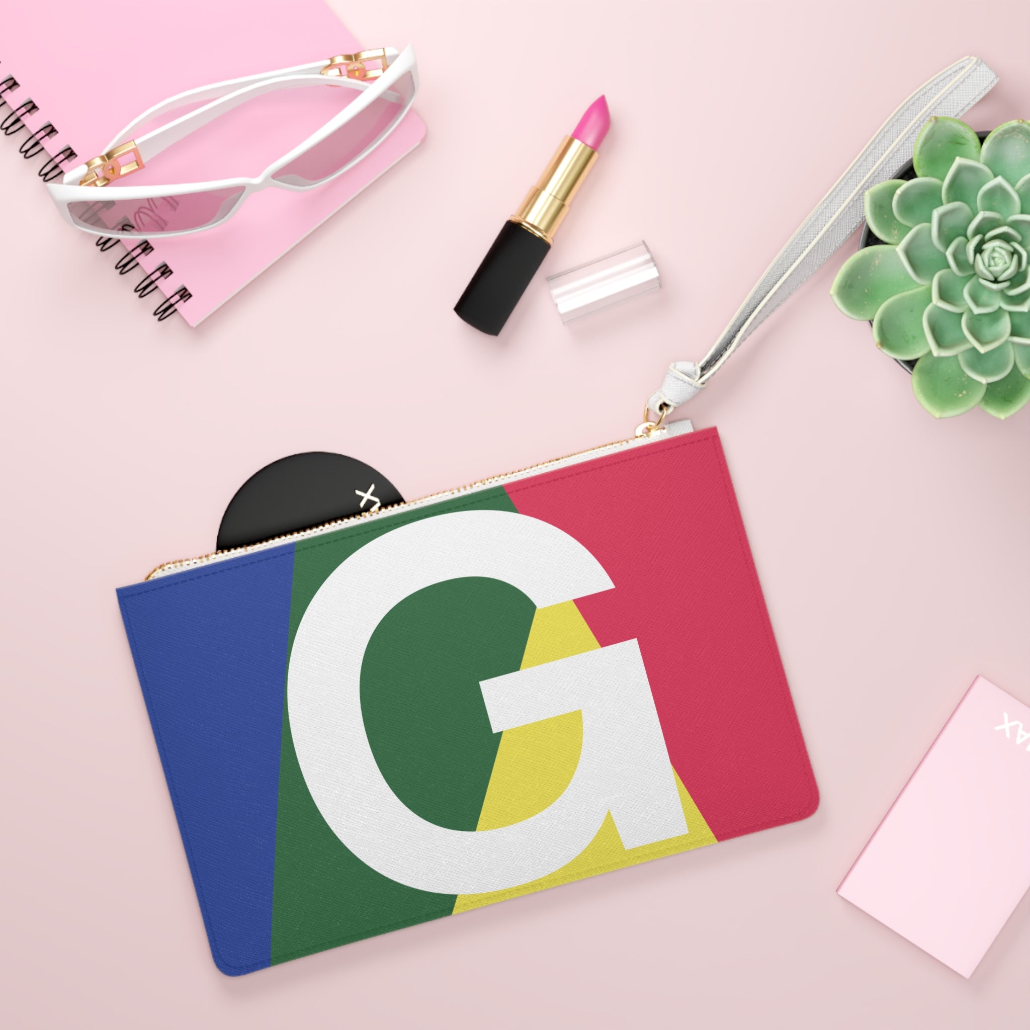 Monogram 'G' Colorblock Clutch Bag — Bold Geometric Wristlet for Everyday & Gifts