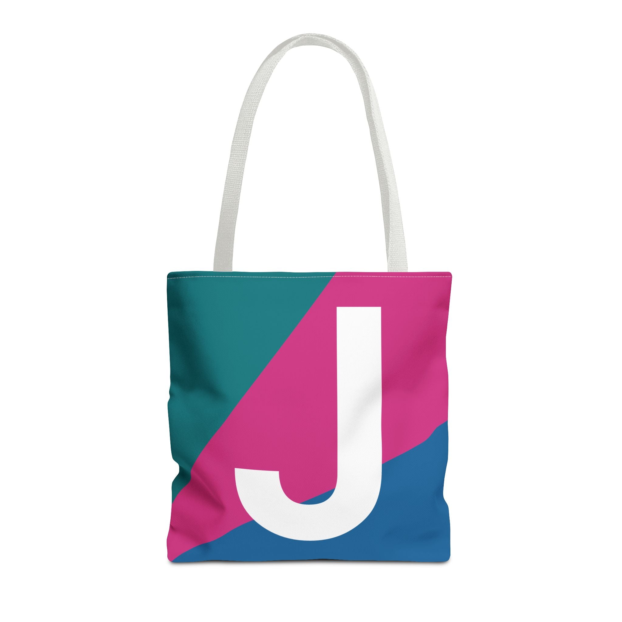 Monogram 'J' Colorblock Tote Bag — Personalized Initial J Shoulder Tote