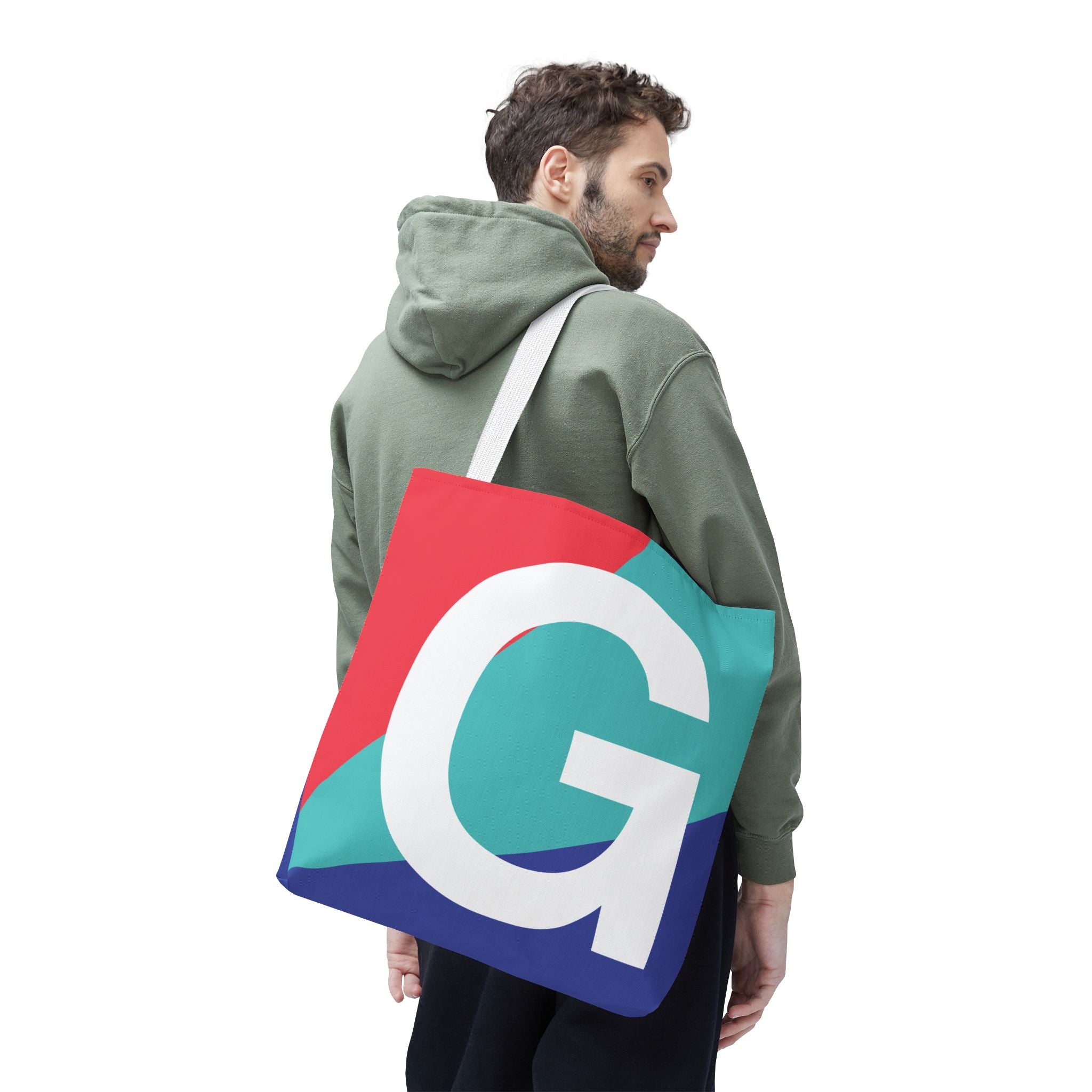 Monogram 'G' Colorblock Tote Bag — Personalized Initial G Shoulder Tote