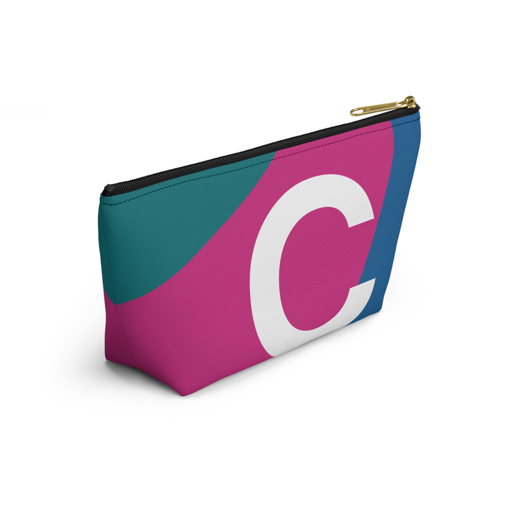 Initials Colorblock Accessory Pouch — Monogram C T-Bottom Cosmetic Bag