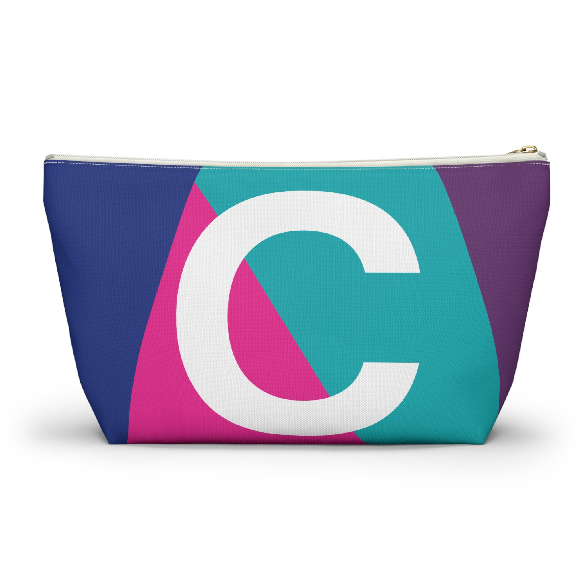 Initials Colorblock Accessory Pouch — Monogram C T-Bottom Cosmetic Bag