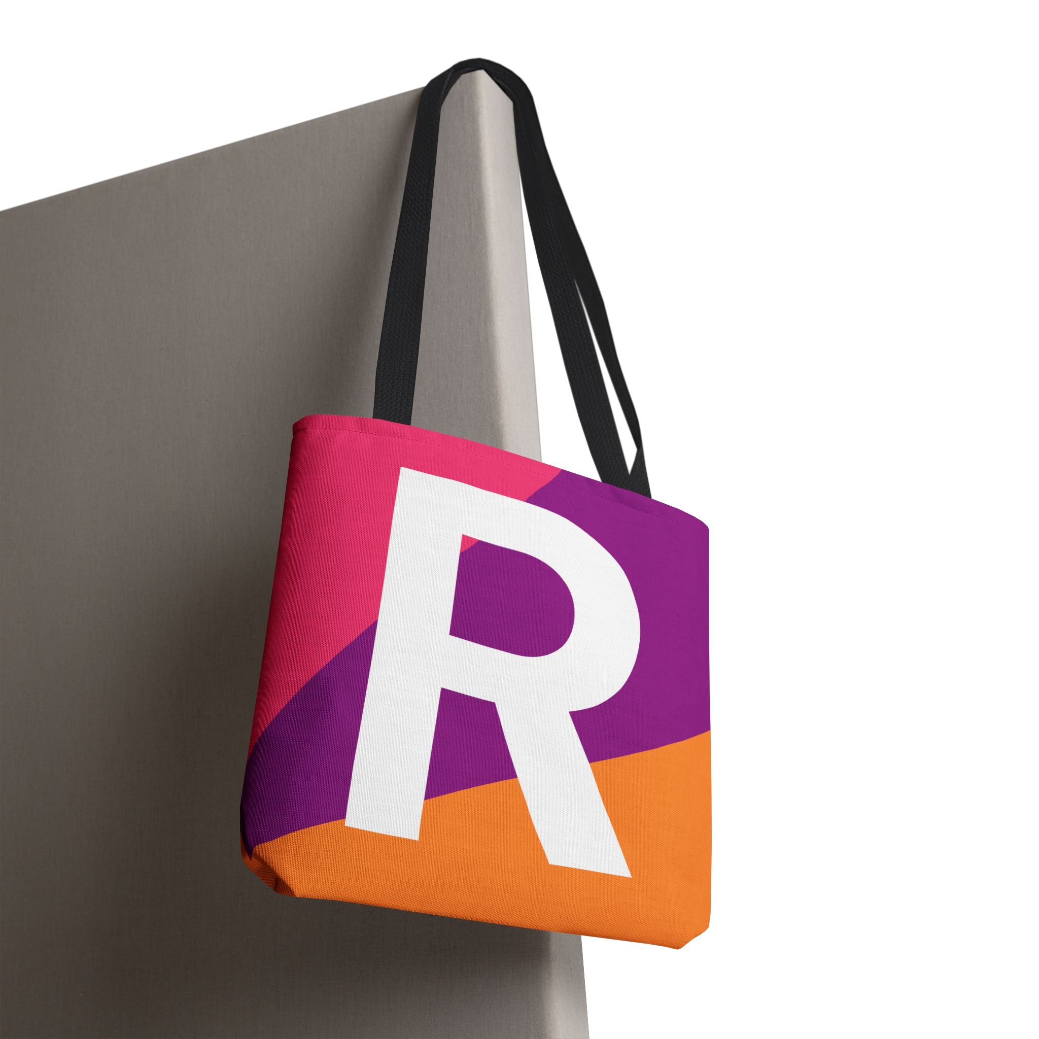 Monogram 'R' Colorblock Tote Bag — Personalized Initial R Shoulder Tote