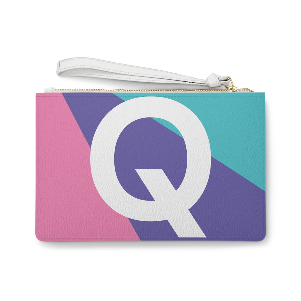 Monogram 'Q' Colorblock Clutch Bag — Bold Geometric Wristlet for Everyday & Gifts