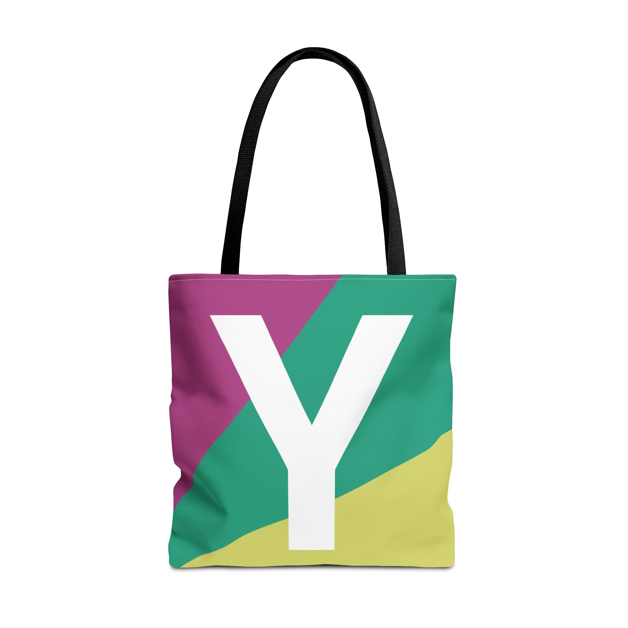 Monogram 'Y' Colorblock Tote Bag — Personalized Initial Y Shoulder Tote