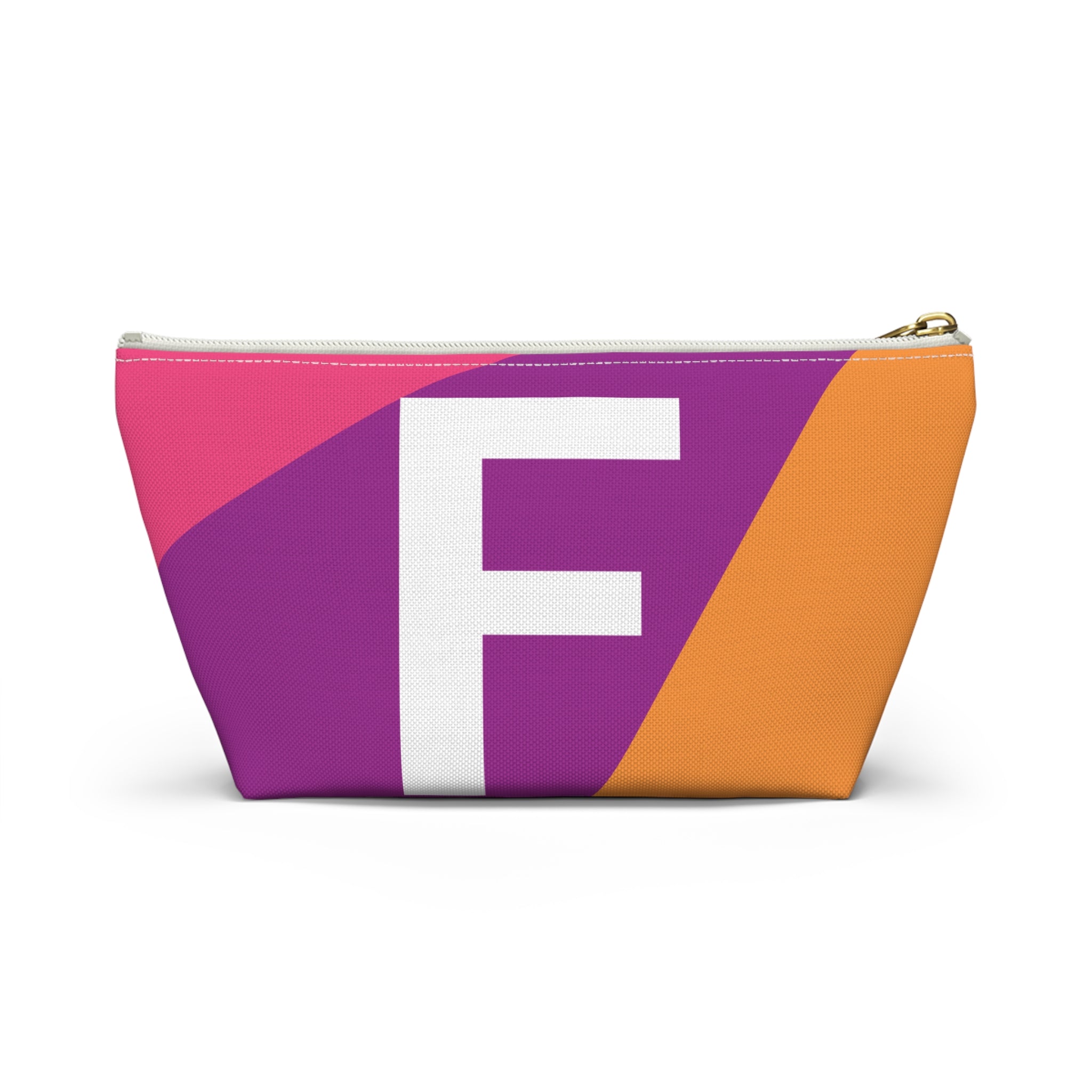 Initials Colorblock Accessory Pouch — Monogram F T-Bottom Cosmetic Bag