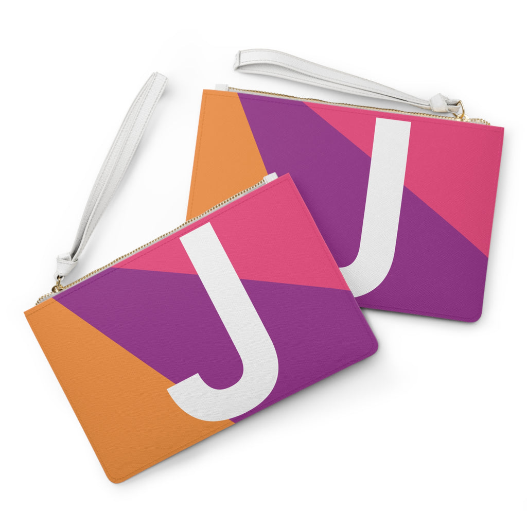 Monogram 'J' Colorblock Clutch Bag — Bold Geometric Wristlet for Everyday & Gifts