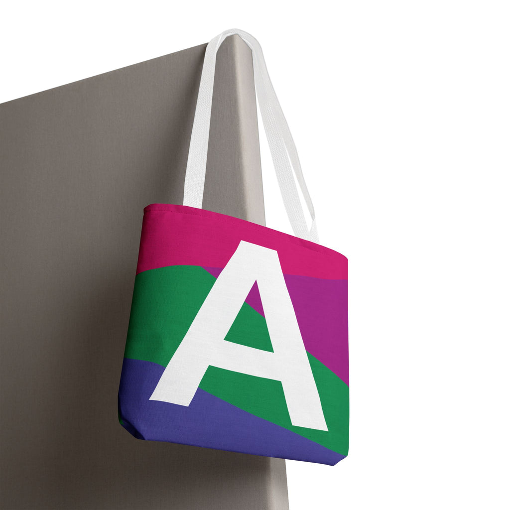 Monogram 'A' Colorblock Tote Bag — Personalized Initial A Shoulder Tote