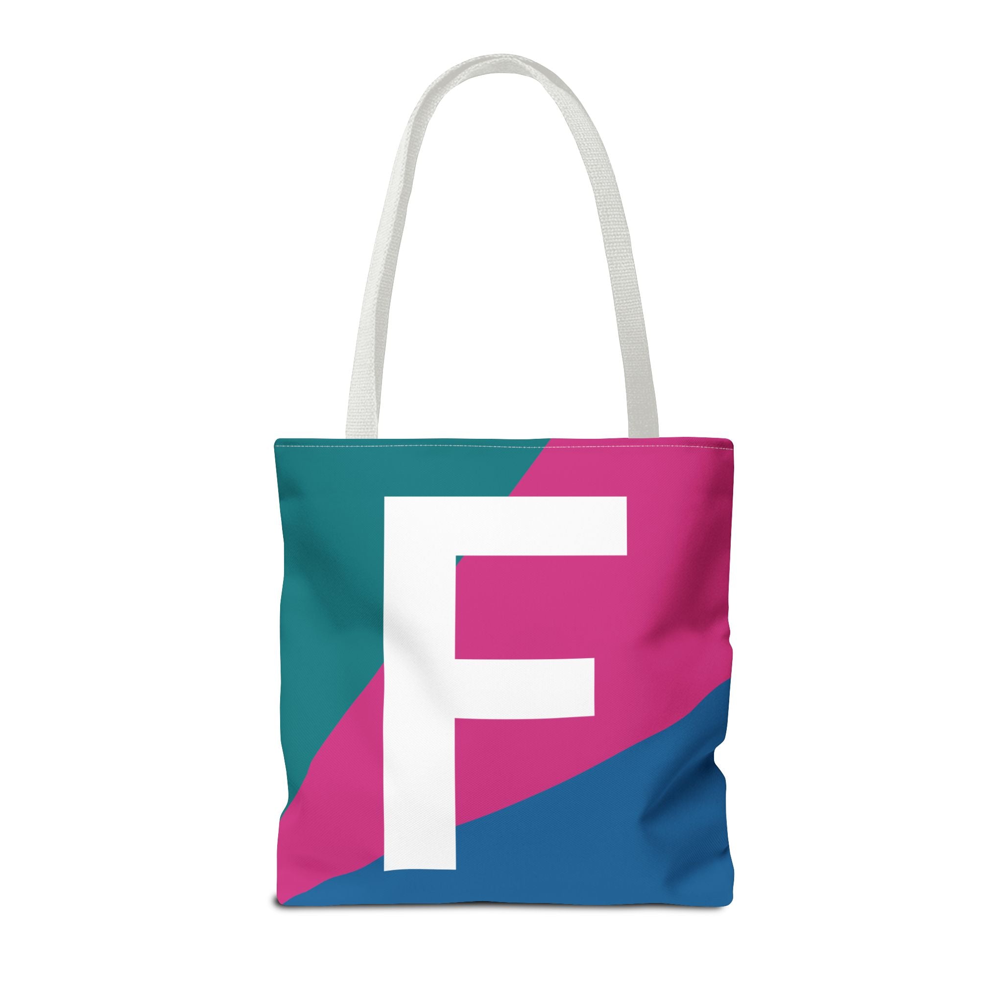 Monogram 'F' Colorblock Tote Bag — Personalized Initial F Shoulder Tote