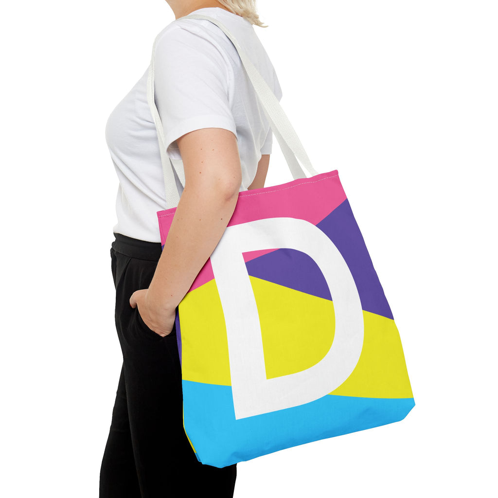 Monogram 'D' Colorblock Tote Bag — Personalized Initial D Shoulder Tote