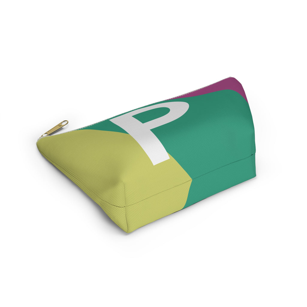 Initials Colorblock Accessory Pouch — Monogram P T-Bottom Cosmetic Bag