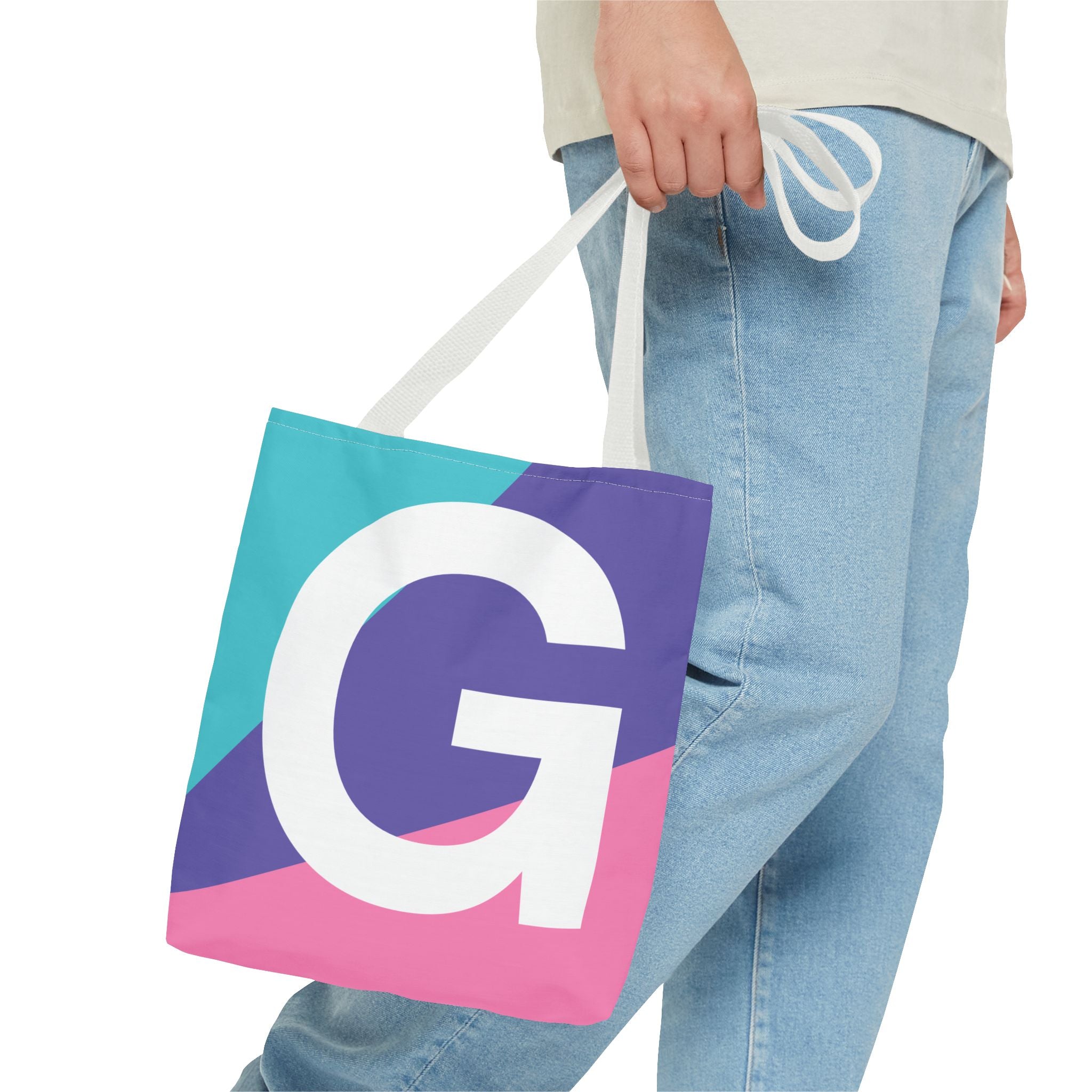 Monogram 'G' Colorblock Tote Bag — Personalized Initial G Shoulder Tote