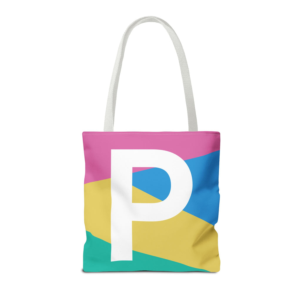 Monogram 'P' Colorblock Tote Bag — Personalized Initial P Shoulder Tote