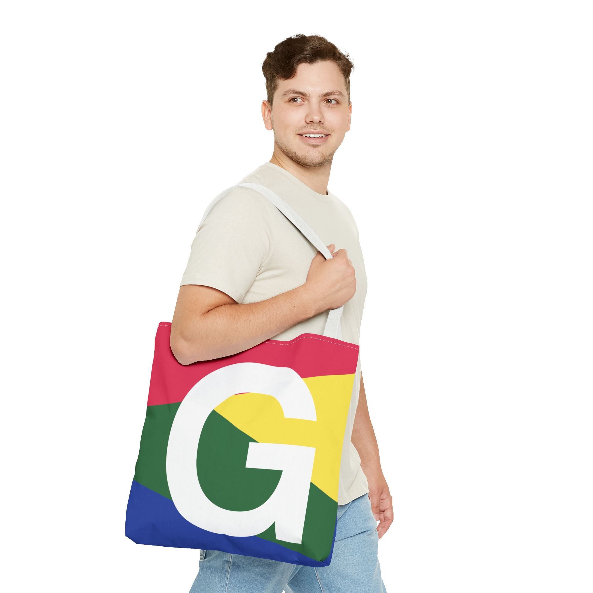 Monogram 'G' Colorblock Tote Bag — Personalized Initial G Shoulder Tote