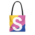 Monogram 'S' Colorblock Tote Bag — Personalized Initial S Shoulder Tote