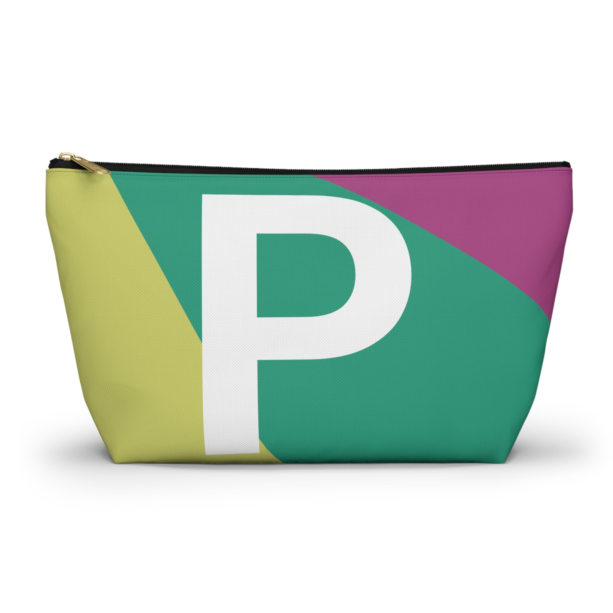 Initials Colorblock Accessory Pouch — Monogram P T-Bottom Cosmetic Bag