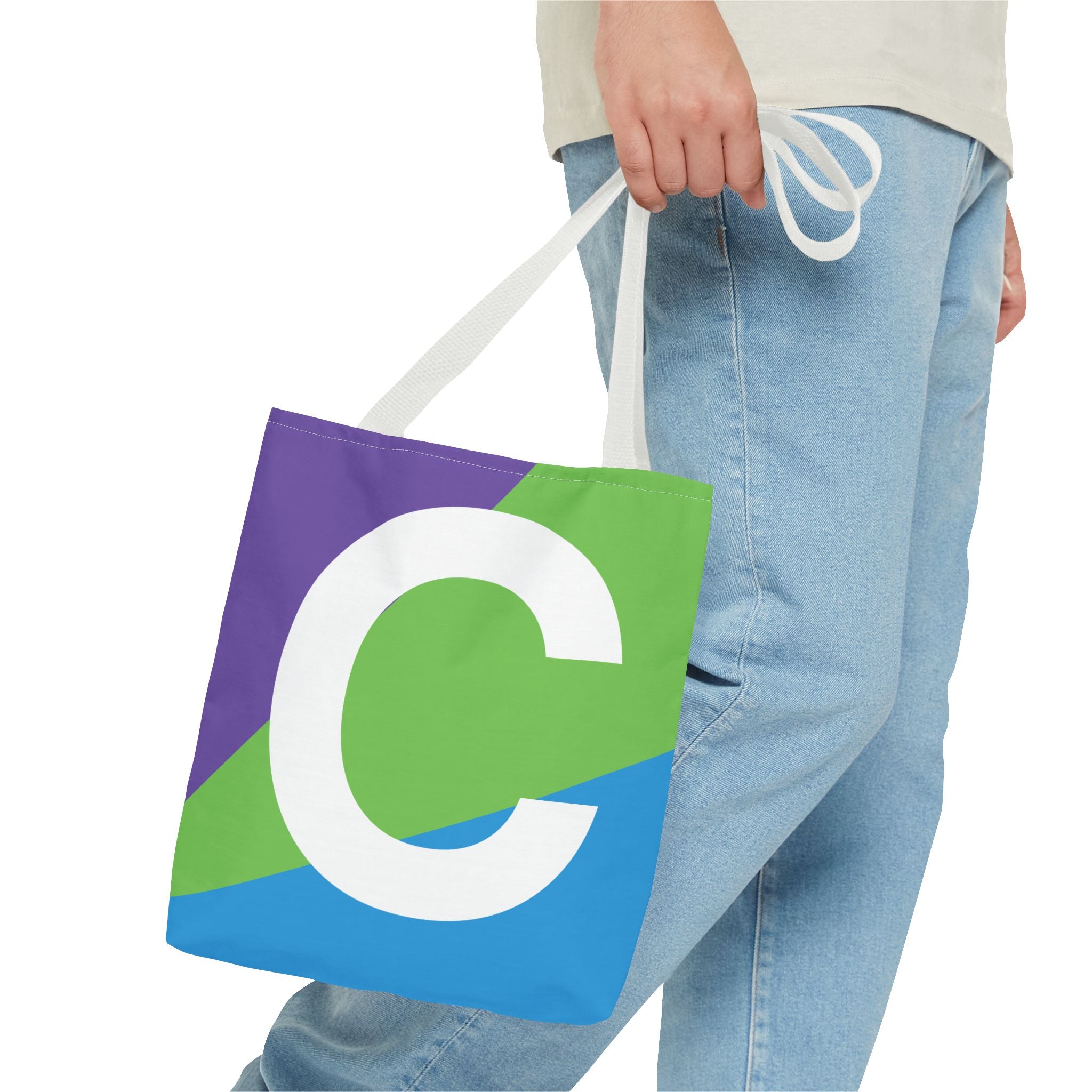 Monogram 'C' Colorblock Tote Bag — Personalized Initial C Shoulder Tote