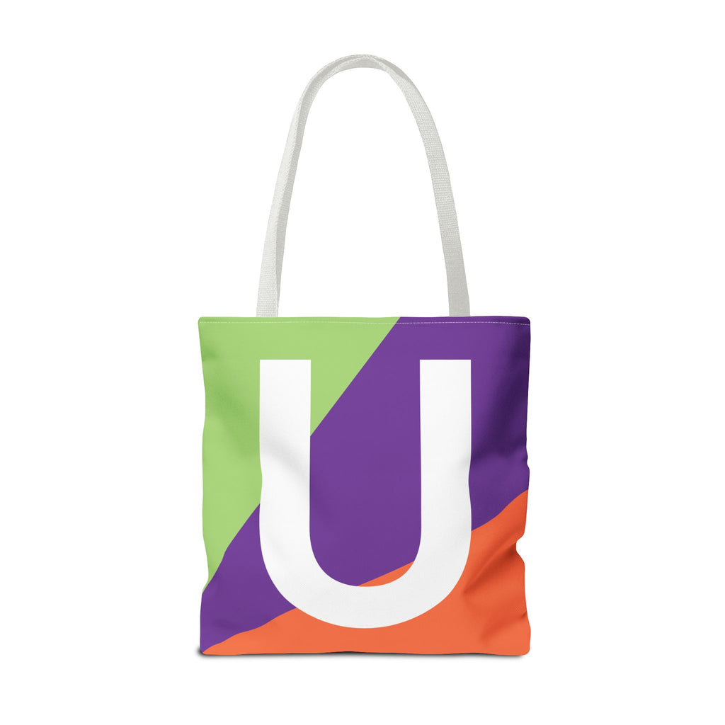 Monogram 'U' Colorblock Tote Bag — Personalized Initial U Shoulder Tote